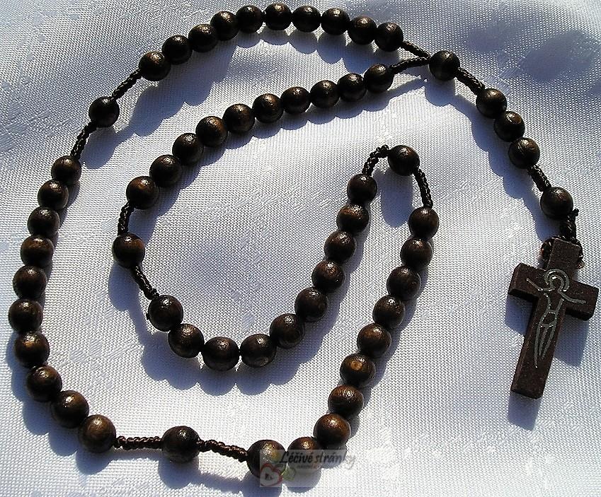 Dřevěný růženec, provázek - tmavě hnědý 2