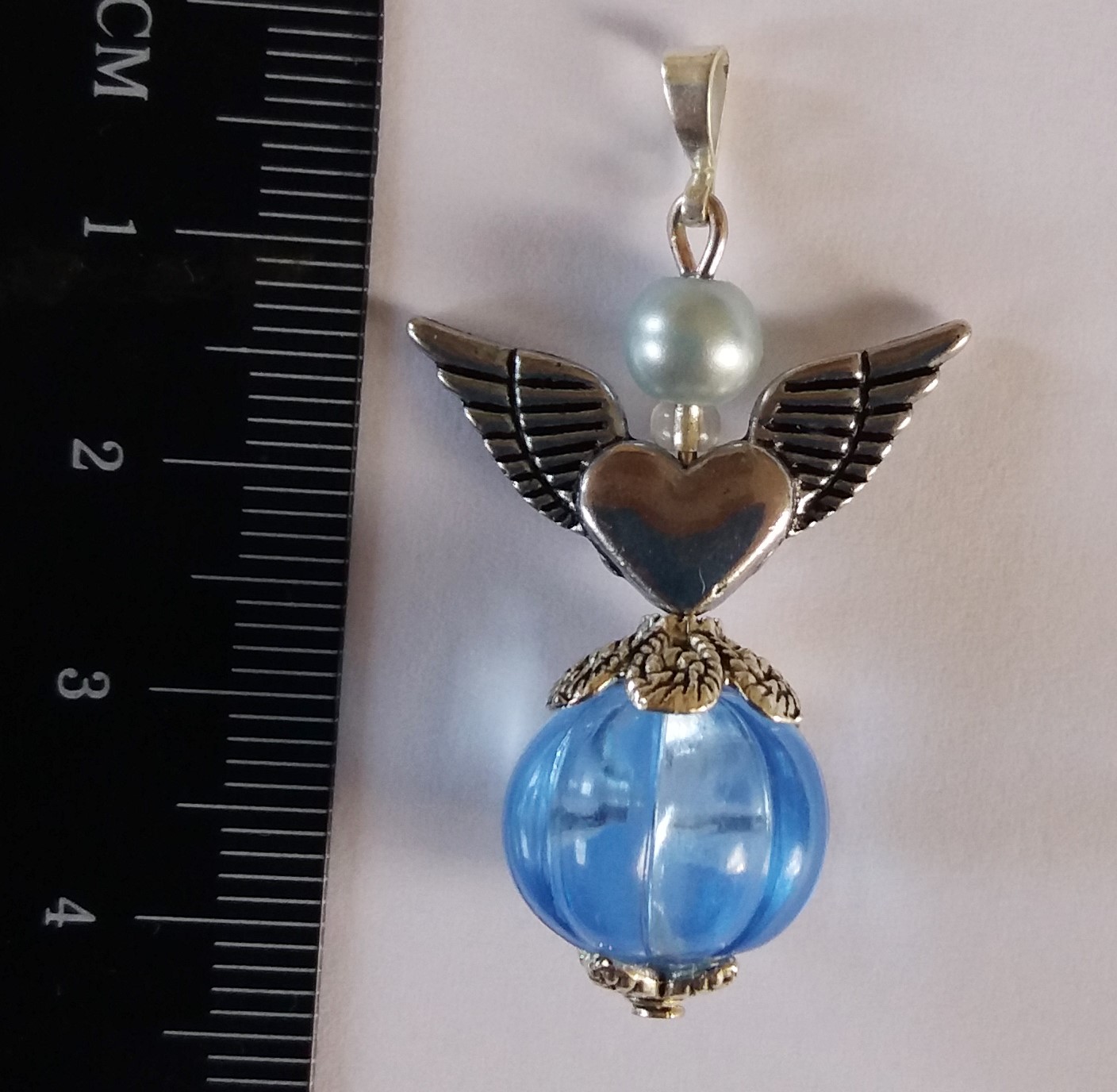 Přívěsek velký anděl, 4cm - modrý