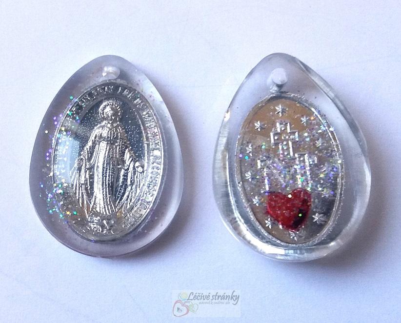 Orgonit. přívěsek, panna Marie, stříbrná kapka - 2,9x2,2cm