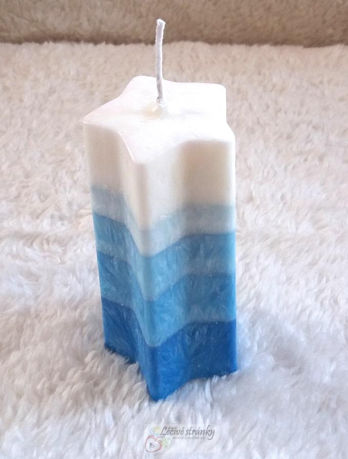 Svíčka hvězda, ledová modrá - 6x12,5cm
