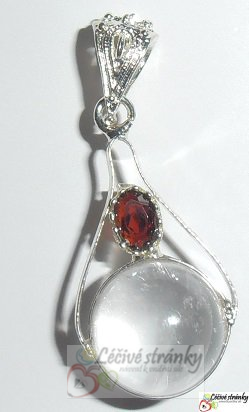 Přívěsek - Křišťál, Granát - 4cm
