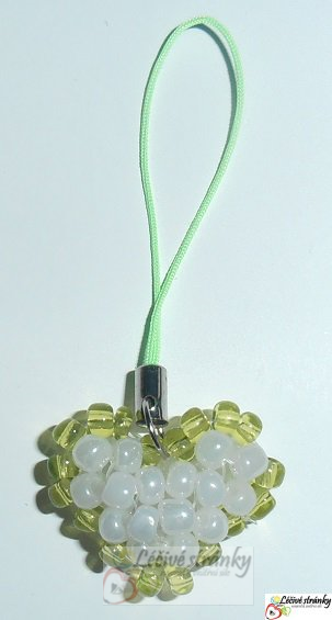 Korálkové srdíčko - 3x2,5cm - zelené