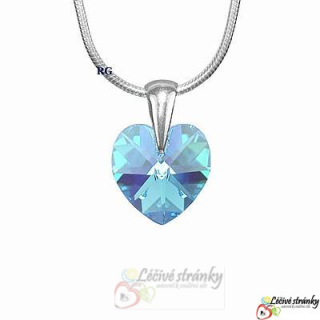 Stříbrný přívěsek - srdíčko s modrým křišťálem Swarowski 1,4 cm