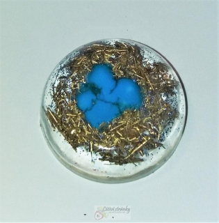 Orgon.placička s paprskem světla - tyrkys