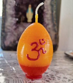 Svíce vajíčko, oranžové ÓM - 7x4,5cm