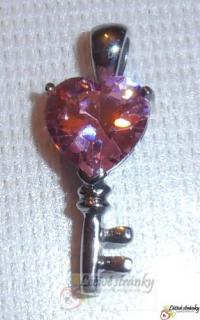 Ocelový klíček s křišťálem Swarovski - 2,5 cm