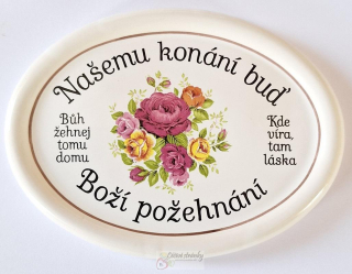 Domácí požehnání - malý ovál, 14x10 cm, KAZOVÝ